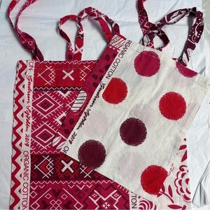 Set of 2 NEW Gudrun Sjoden Organic Fabric Cotton Reusable Red Tote Bags 2019